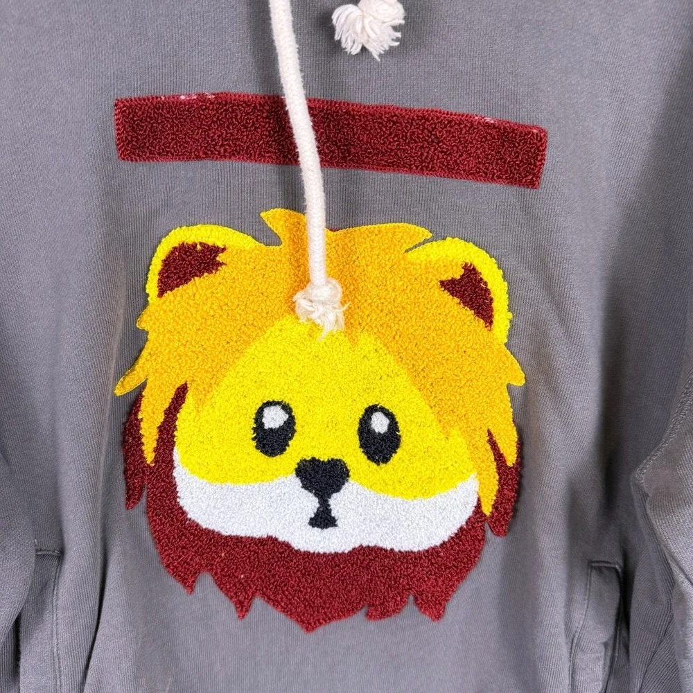 RAWGEAR‎ Hoodie Bradley Martyn LION Pullover Gray Size S Embroidered Sweater 3D